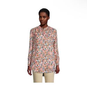 Lands' End Linen Button Down Shirt with Vibrant Pattern